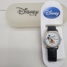 Disney 35mm Quartz Mickey Mouse Leather Strap Watch New  Untested