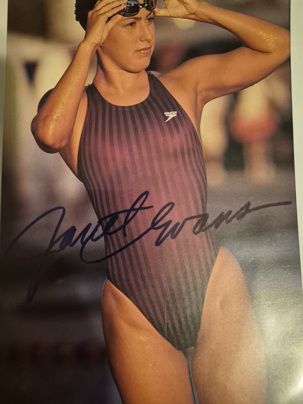 Janet Evans Signed Original Speedo Photo Summer Olympics Swimming