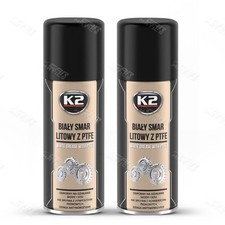 2 x K2 WHITE GREASE with PTFE AEROSOL SPRAY MULTI PURPOSE LUBRICANT - 400ML