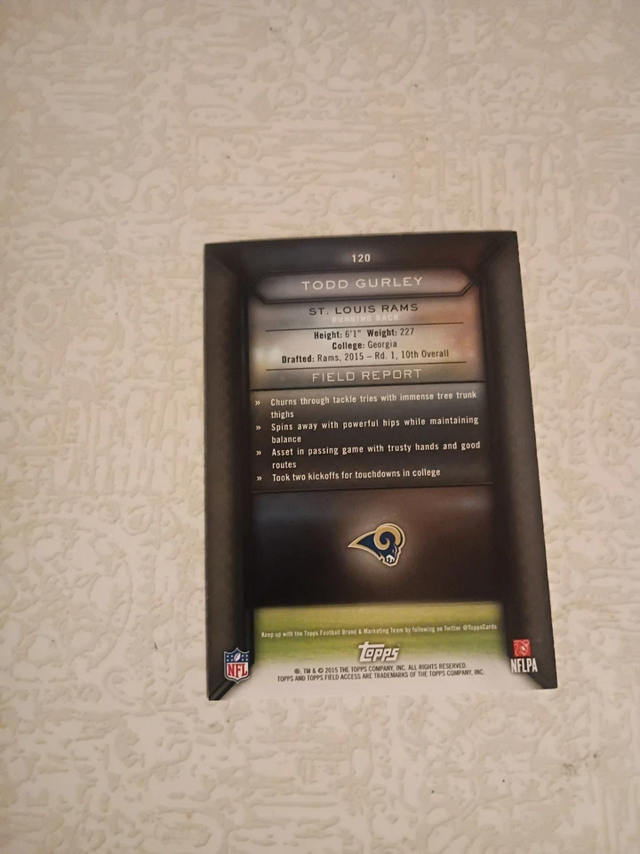 2015 Topps Field Access Todd Gurley Rookie RC St. Louis Rams #120 - Image 2 of 2