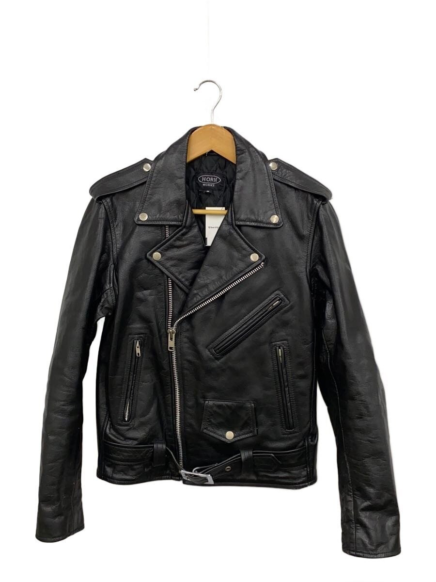 Horn Works Double Riders Jacket/S/Cowhide/Blk/Plain 3567