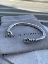 David Yurman 925 Sterling Silver 5mm Renaissance Diamond Cable Bracelet Size M