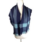 Botany Scarf OS VTG Blue Plaid Herringbone 100% Wool Made in USA Preppy ...