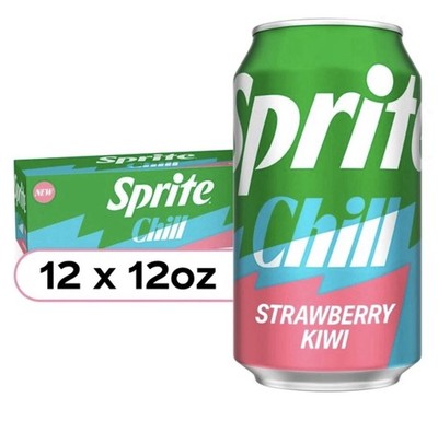 12 PACK! LIMITED! 2026! Sprite Chill Strawberry Kiwi Soda 12 oz Cans, FREE SHIP!