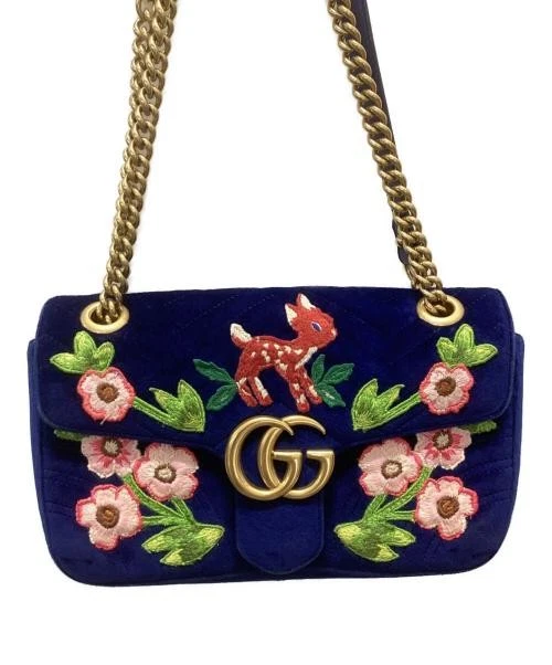 ボ*ブ様 GUCCIミケーレ花柄 刺繍コットンリネンキャットチェーンバック 新品 Gucci 绣花包和女士手提包| eBay