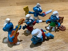 Vintage Schleich Smurfs Set Of 5 Very Good condition