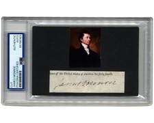 President James Monroe Signed Cut Display PSA Auto - Gorgeous, Bold Example!
