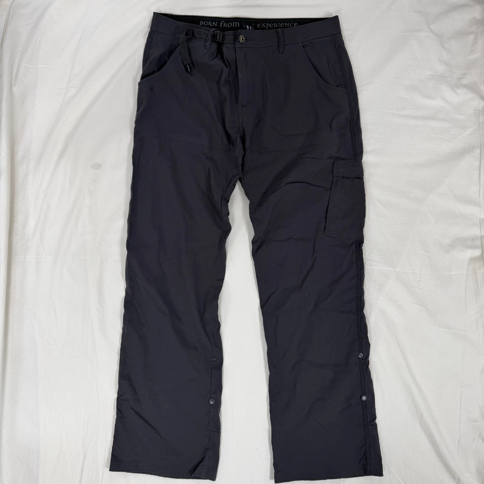 Prana Breathe Belted Performance Hiking Pants Men's 36x31** Gray