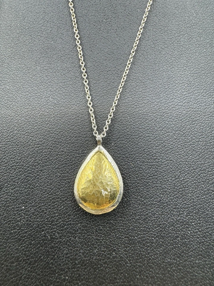 "Collar colgante amuleto unido oro esterlina 24k martillado Gurhan 18"" nuevo con etiquetas" Foto 4 de 4