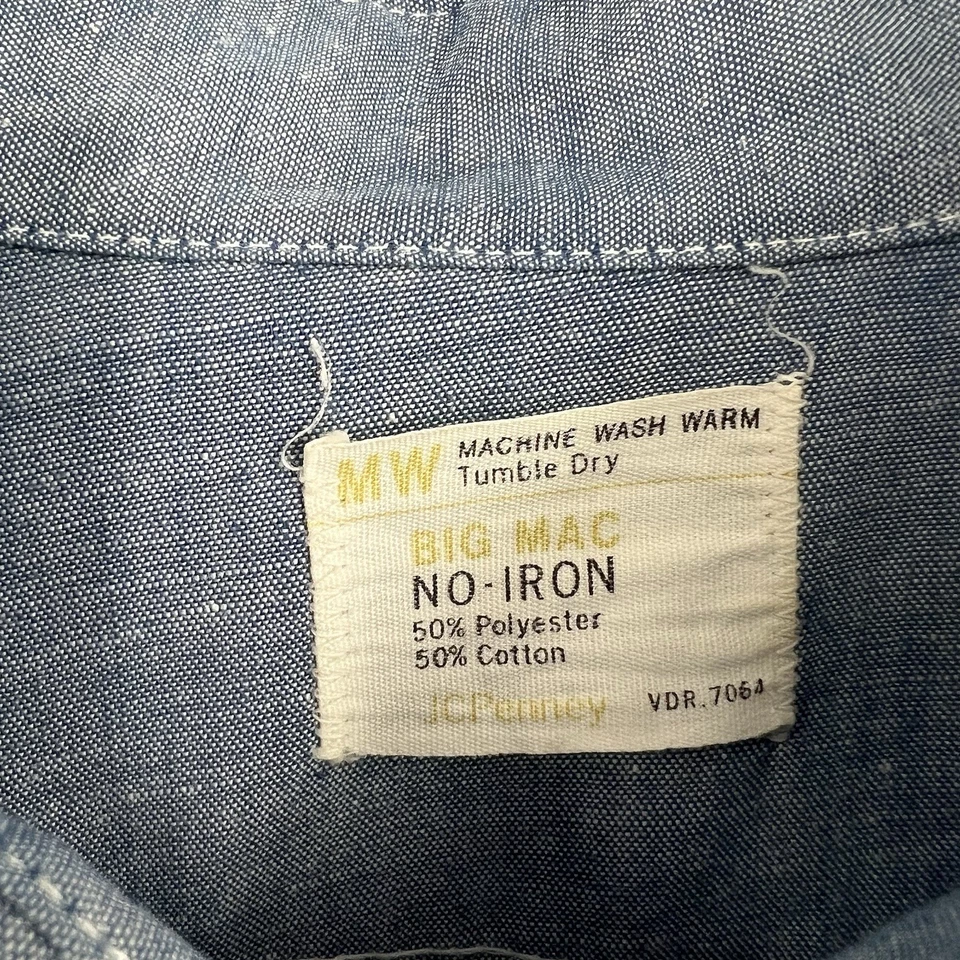 Camisa cambray bordada azul Big Mac de colección años 70 God Bless America Foto 2 de 4