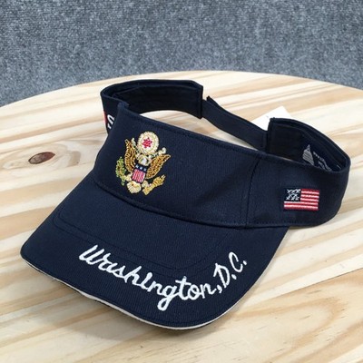Washington DC USA Visor Hat Unisex One Size Adjustable Embroidered Logo Blue