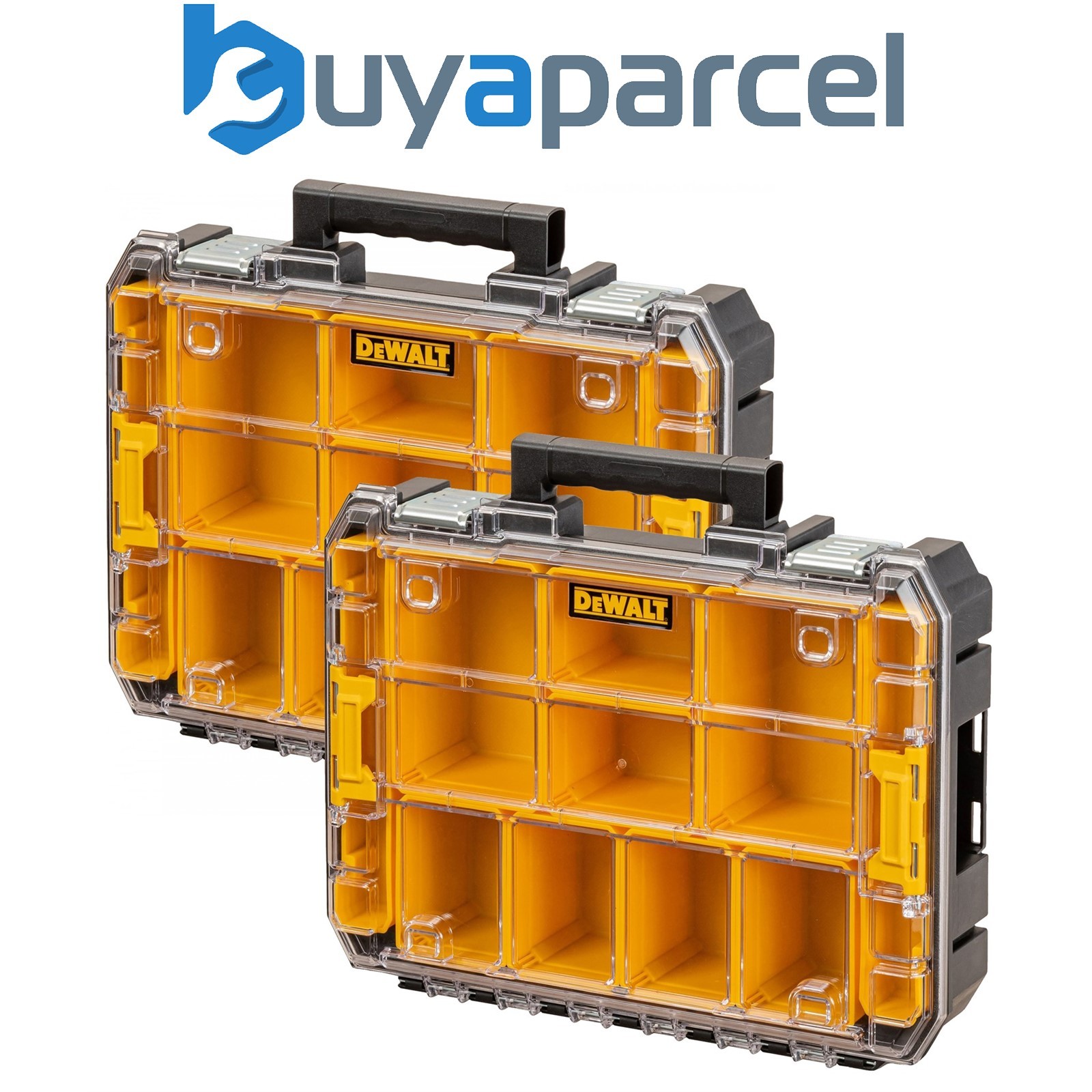 2 x Dewalt TStak V Clear Lid 10 Cup Stackable Tool Fixing Organiser Fixing Case