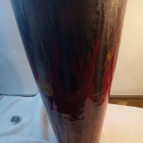 Vintage 18" Tall Lava Glaze Studio Pottery Vase Unmarked Red/Copper Home decor - Picture 7 of 12