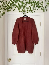 ModCloth Cozy Burgundy Oversized Cardigan Balloon Sleeves Size M