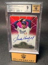 2014 TOPPS TRIBUTE PASTIME AUTO RED /5 - SANDY KOUFAX - #TPTSK - BGS 9 AUTO 10