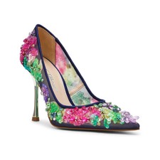Women's Betsey Johnson Netta Mesh Slip-On Pumps Navy Multi