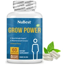NuBest Grow Power Calcium Supplement for Age 10+ 60 Capsules 1 Month Supply- New