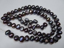 15 3/4 " Strand 7-8mm Long Freshwater Pearls Baroque SD Dark Peacock 121 DNG