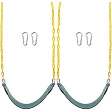 2PCS Heavy Duty Swing Seats 66in Chain Snap Hooks Playground Green 250lb