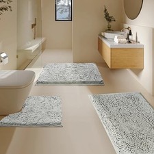 Bathroom Rugs Sets 3 Piece, Super Soft Absorbent Bath mat Set,with U-Shaped