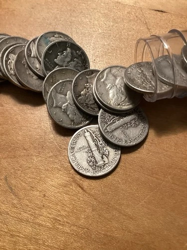 Mixed Lot Of 90% Polished Mercury Dimes For Bullion.  Not Collectible Silver