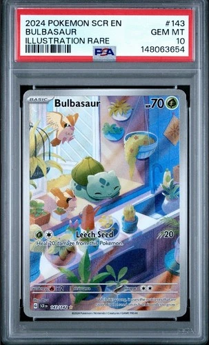 Pokémon TCG Bulbasaur Stellar Crown Illustration Rare Card 143/142 PSA 10