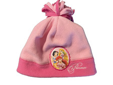 Disney Princess EUC Girl 2T-5T Double Layer Fleece Beanie Hat w/ Princess Patch