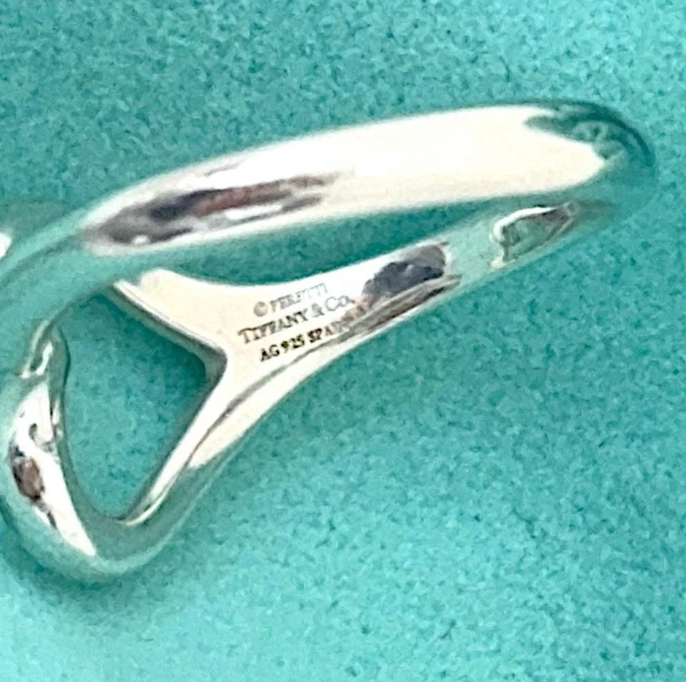 ПОДЛИННЫЙ Tiffany & Co Эльза Перетти открытый сердце кольцо - сердце кольцо размер K 1/2 - Изображение 3 из 4