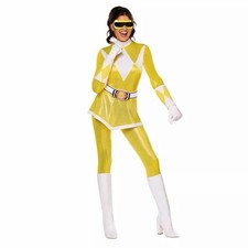 07940166 Spirit Halloween Adult Yellow Power Ranger Costume Size Varies
