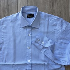 EMMA WILLIS 15” Slim Fit Gingham Check Blue & White Shirt Handmade