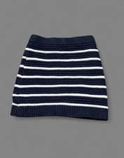 Girls Navy White Striped Knit A-Line Pull-On Elastic Waist Skirt 3T