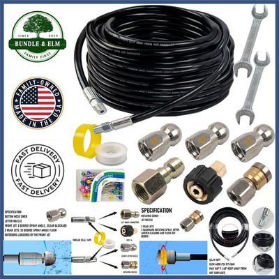 #ad Versatile Sewer Jetter Kit 50FT with Flexible Hose and Multiple Cleaning Nozzles $62.20