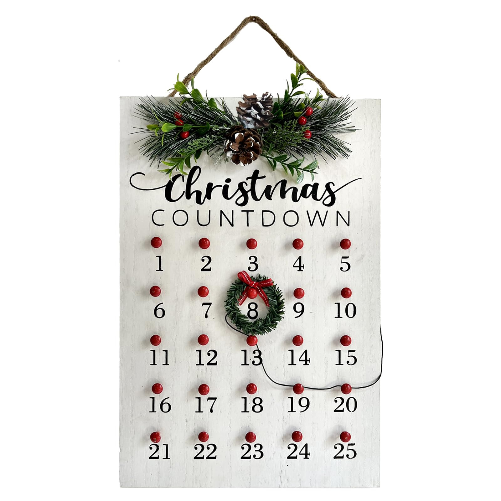 Christmas Countdown 25 Days Wreath Advent Calendar Number Date Decor Merry Ch...
