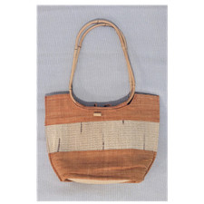 Unbranded Vintage Woven Straw Handbag with Bamboo Handles