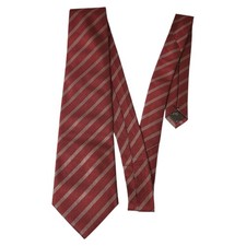 Gucci Silk Striped Tie Red Gold Made in Italy Men's Luxury Handmade