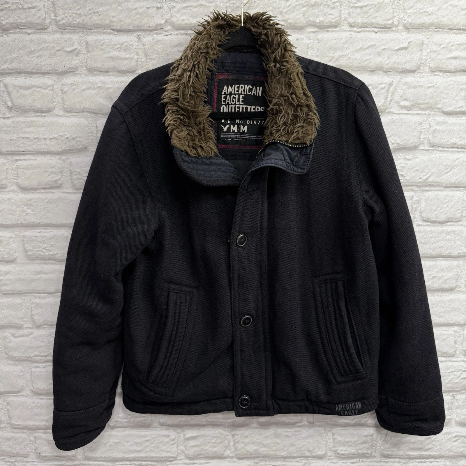 American Eagle Outfitters Men Signature Wool Blend Jacket Sz M Quilted Insulated