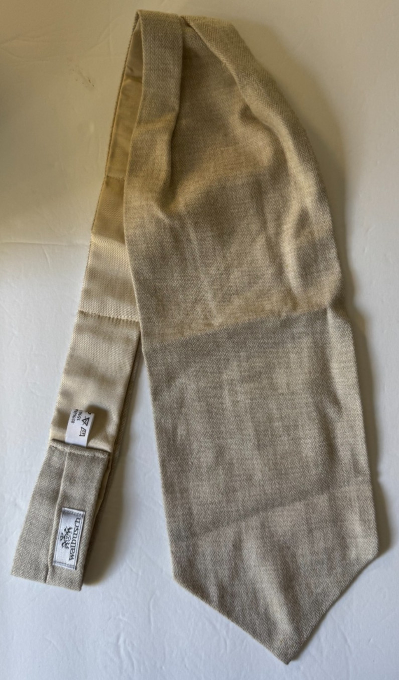 Solid Beige WALBUSCH Cotton Blend Half Ascot Crav… - image 2