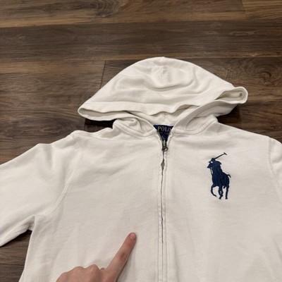Polo Ralph Lauren Hoodie Youth Medium 10-12 White Full Zip Big