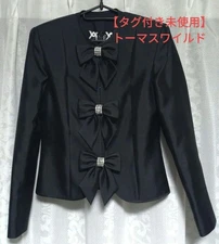 THOMAS WYLDE Ribbon Jacket Rhinestone Aluna Black Silk Wool S