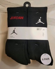 NIKE AIR JORDAN JUMPMAN LEGEND Crew Socks 6-Pack Cushioned MEN/WMN/YTH Black NEW