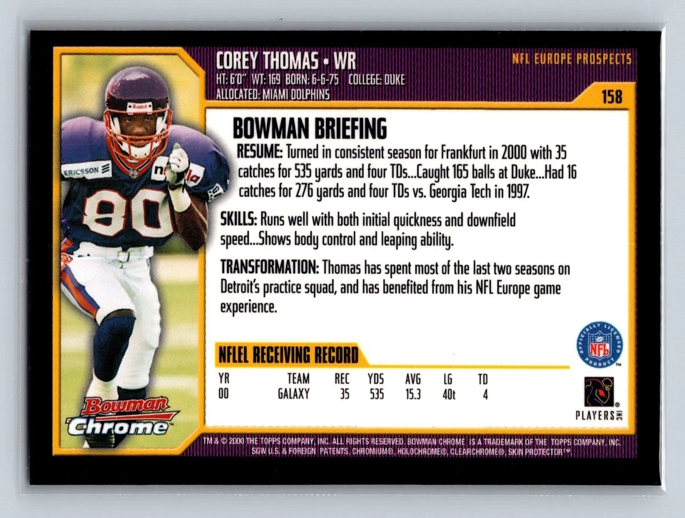 2000 Bowman Chrome #158 Corey Thomas - Image 2 of 2