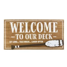 Welcome To Our Deck Rustic Wooden Sign with Paddle