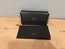 New Celine Soft Sunglasses Holder with Cloth - Black Leather , Sz 6.25"x1.5"x3"