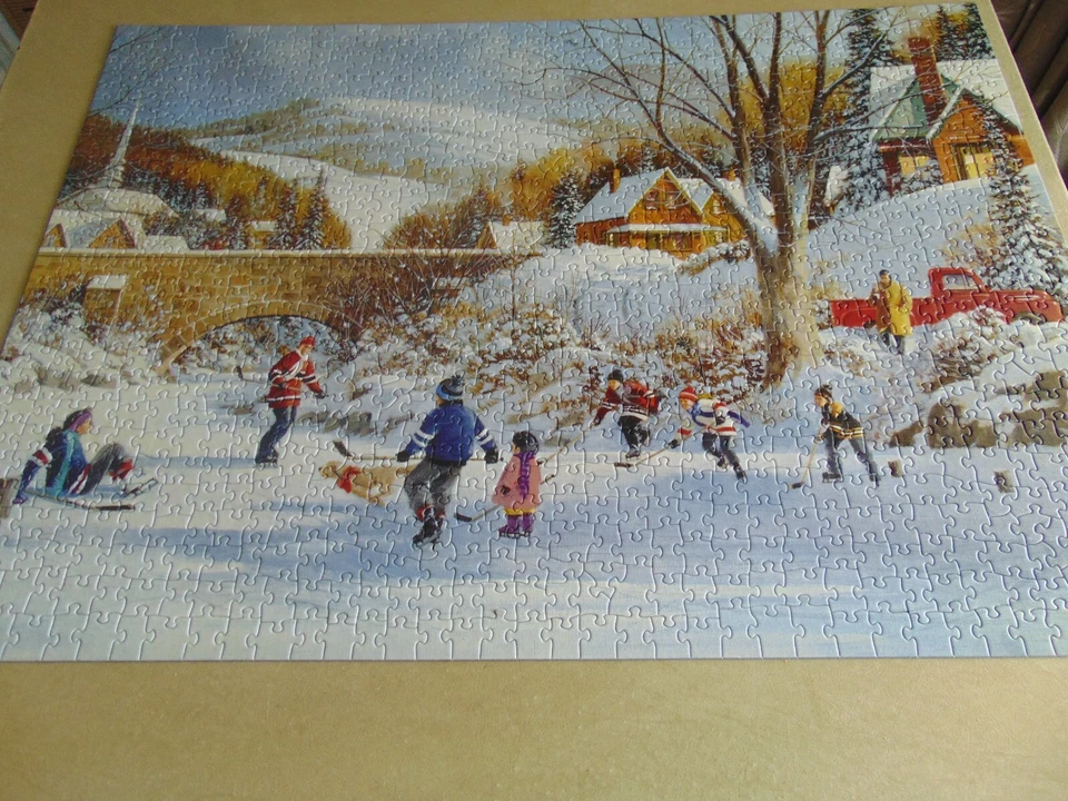 Rompecabezas Cobble Hill Hockey On Frozen Lake 1000 piezas - Completo Foto 2 de 4