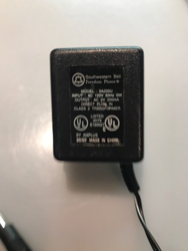 Southwestern Bell Model No. 9A200U-28 AC Adapter Transformer 9VDC 200mA Used - Picture 2 of 6