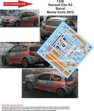DECALS 1/32 REF 1326 RENAULT CLIO BARRAL RALLYE MONTE CARLO 2010 RALLY