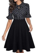Women Floral Ruffle Sleeve Wear to Work Church Wedding Guest Party Dress Small