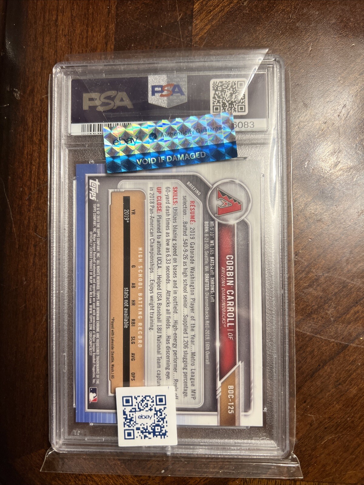 Corbin Carroll Green Refractor 1st PSA 10 /99 view 2