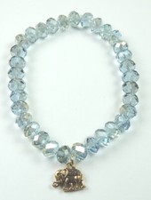 Crystal Stretch Bracelet with Elephant Charm Handcrafted