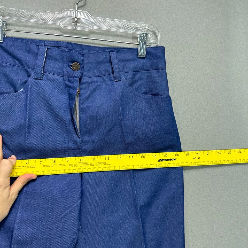 VTG 70s Jeans Embroidered Floral Bell Bottom High Rise 30" Waist Chambray Blue - Image 3 of 4